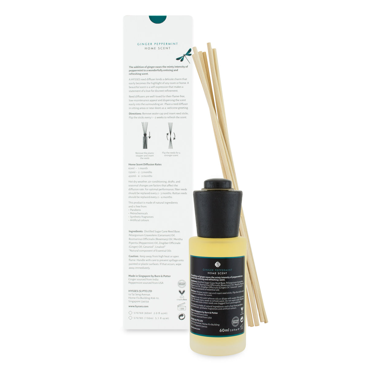 Home Scent Reed Diffuser Ginger Peppermint - HYSSES