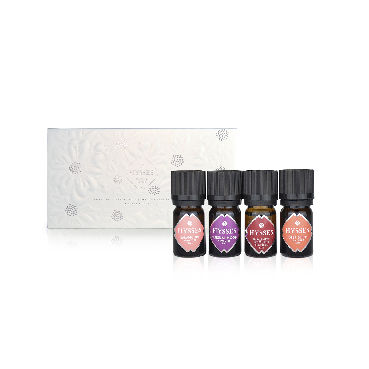 Gift Set Of 4 Essential Oils Set, 5ml - Balancing (Py), Sensual Mood (Pj), Immunity Booster (Bg), Deep Sleep (Vs)