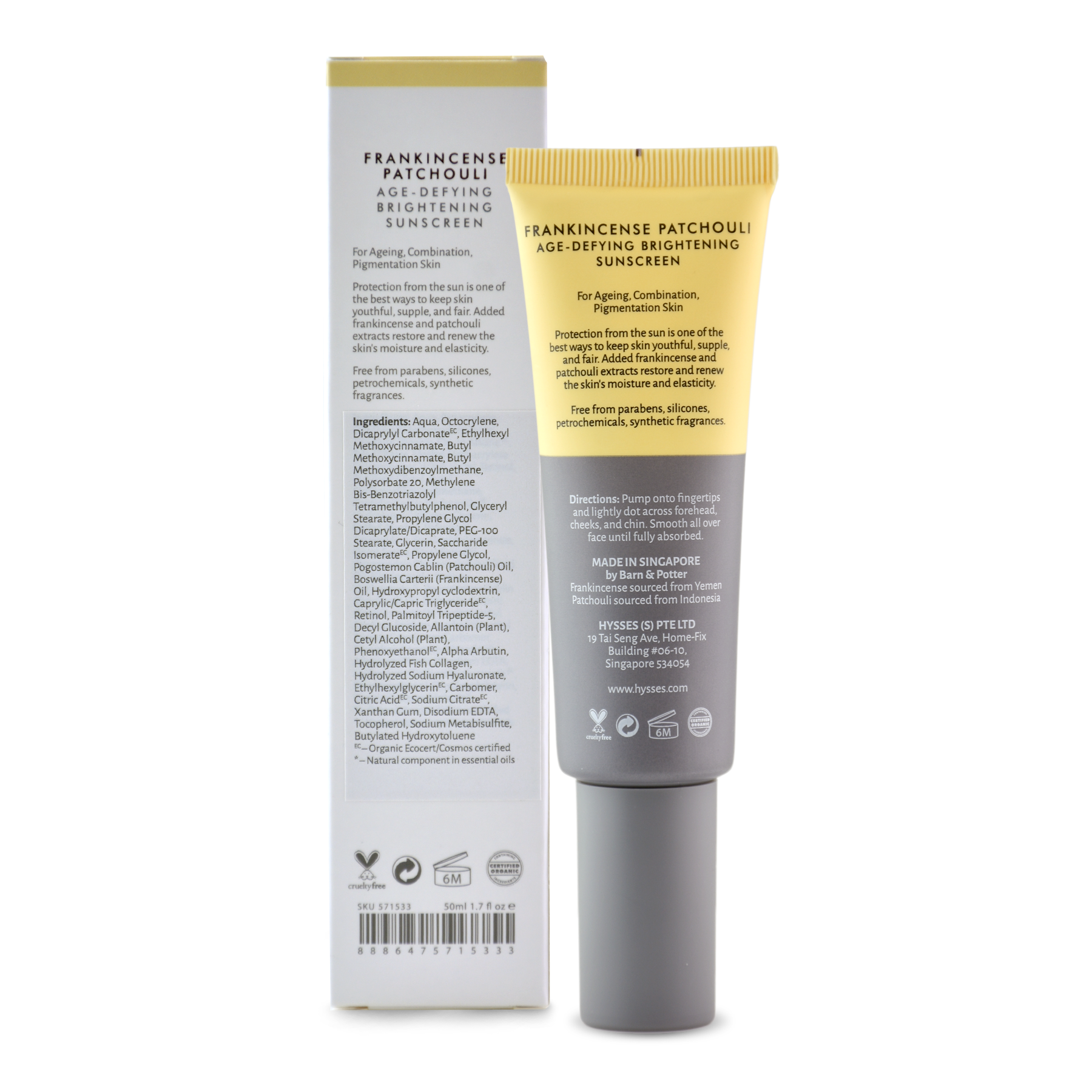 Age Defying Brightening Sunscreen Frankincense Patchouli SPF 40 / PA++ - HYSSES